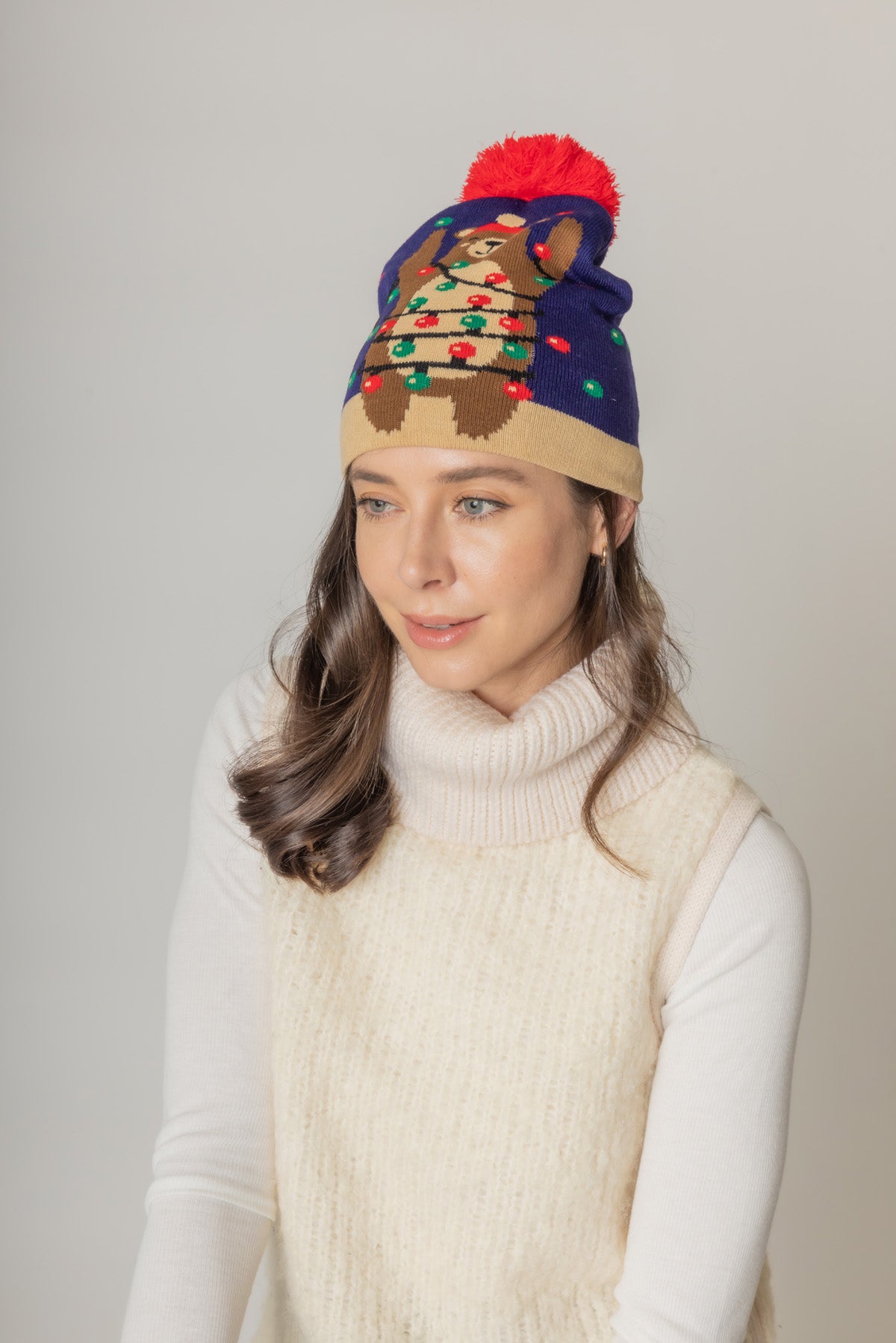 Holiday Bear Pom Beanie