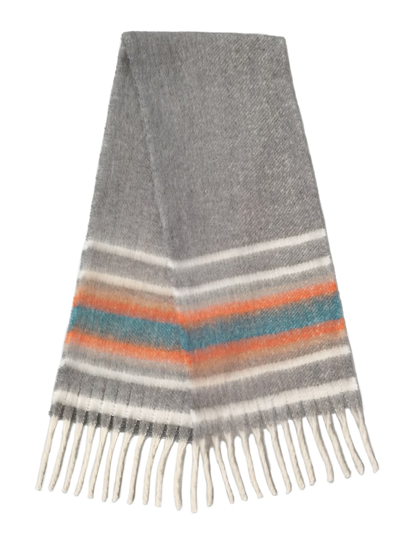 Multi Stripe Cozy Scarf With Fringe