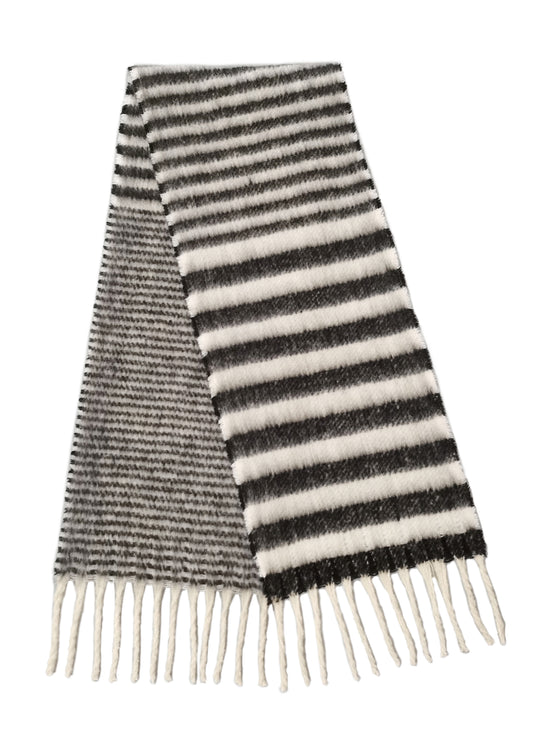 Stripe Cozy Scarf With Fringe