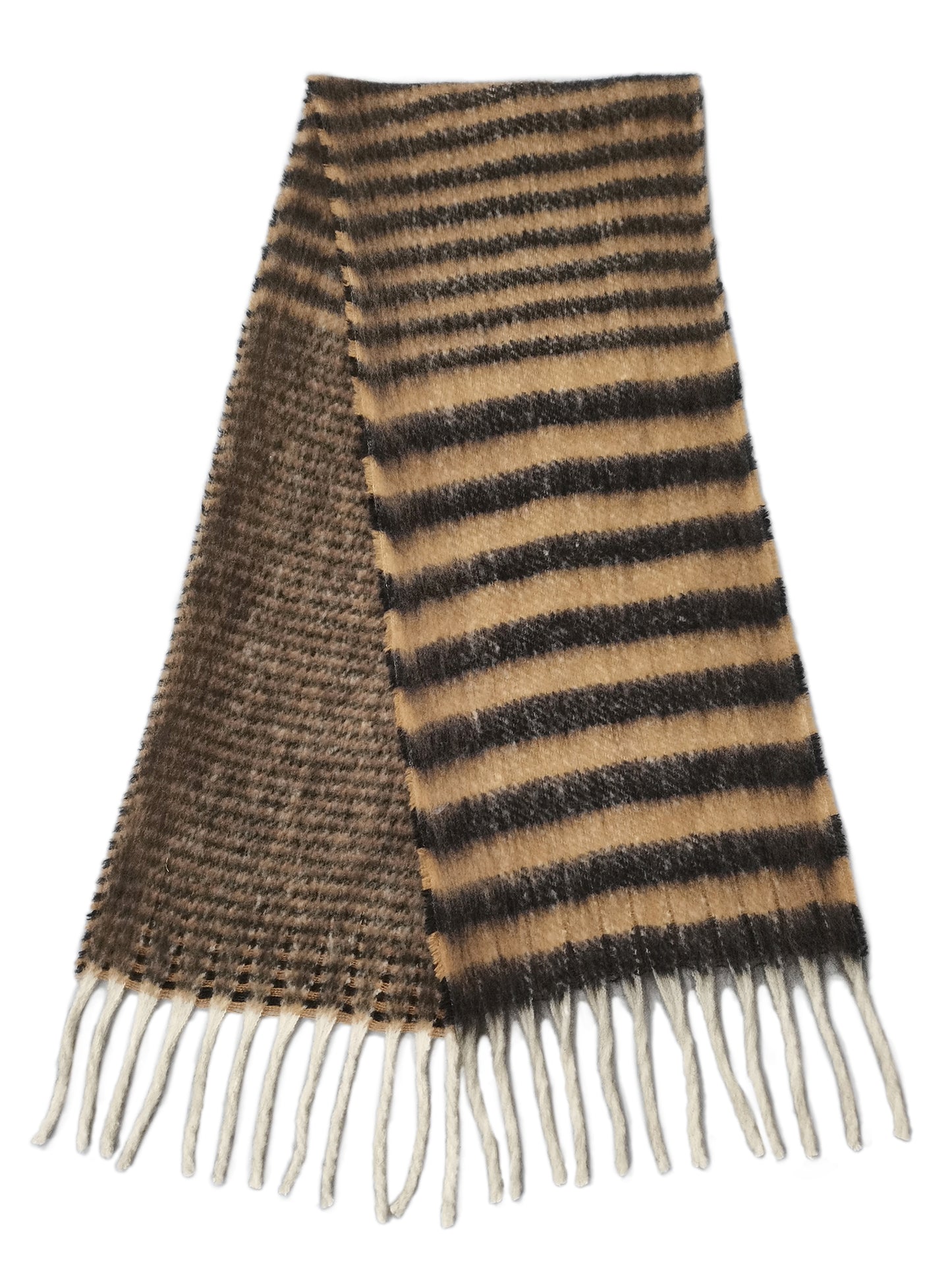 Stripe Cozy Scarf With Fringe