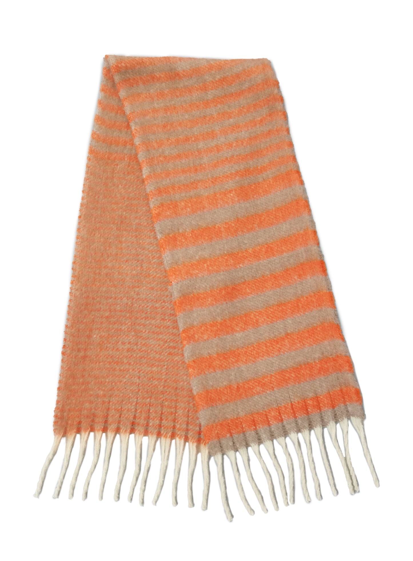 Stripe Cozy Scarf With Fringe