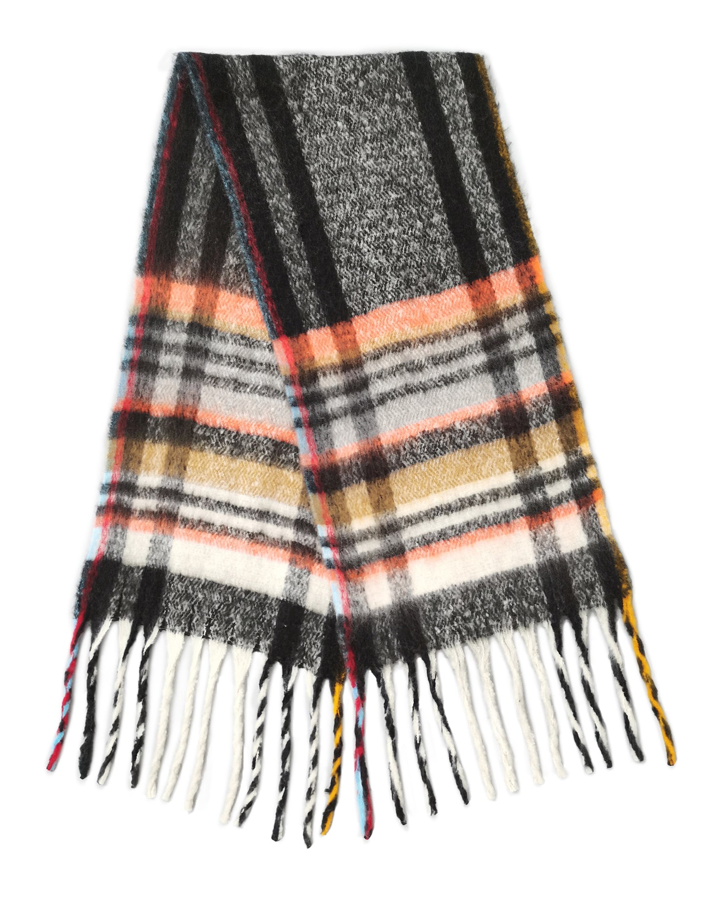 Multi Stripe Cozy Scarf With Fringe