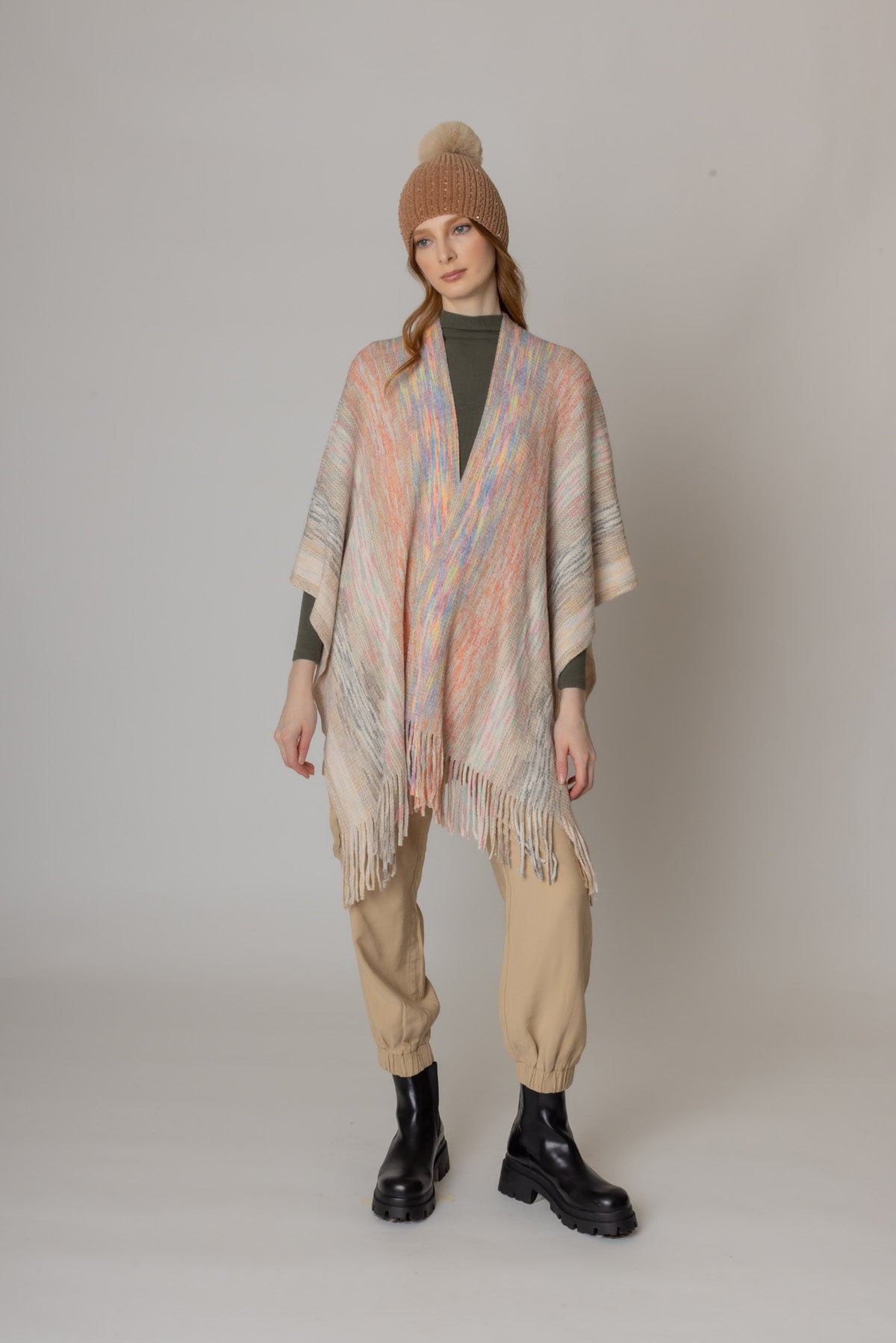 Multicolor Metallic Knit Ruana