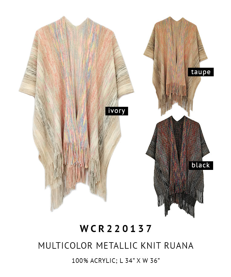 Multicolor Metallic Knit Ruana