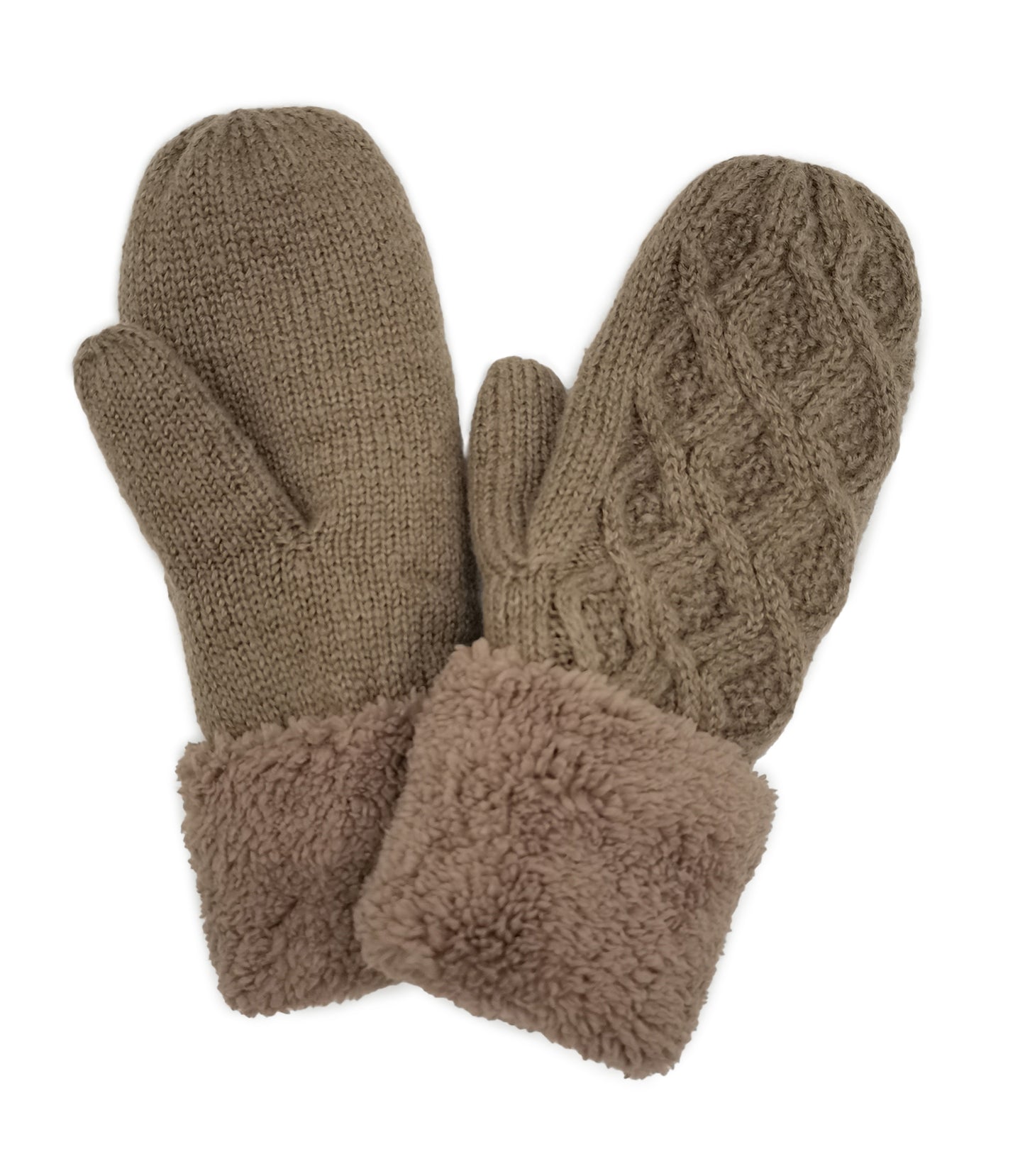 Shop for KW Fashion Cable Knit Sherpa Mittens at doeverythinginloveny.com wholesale fashion accessories