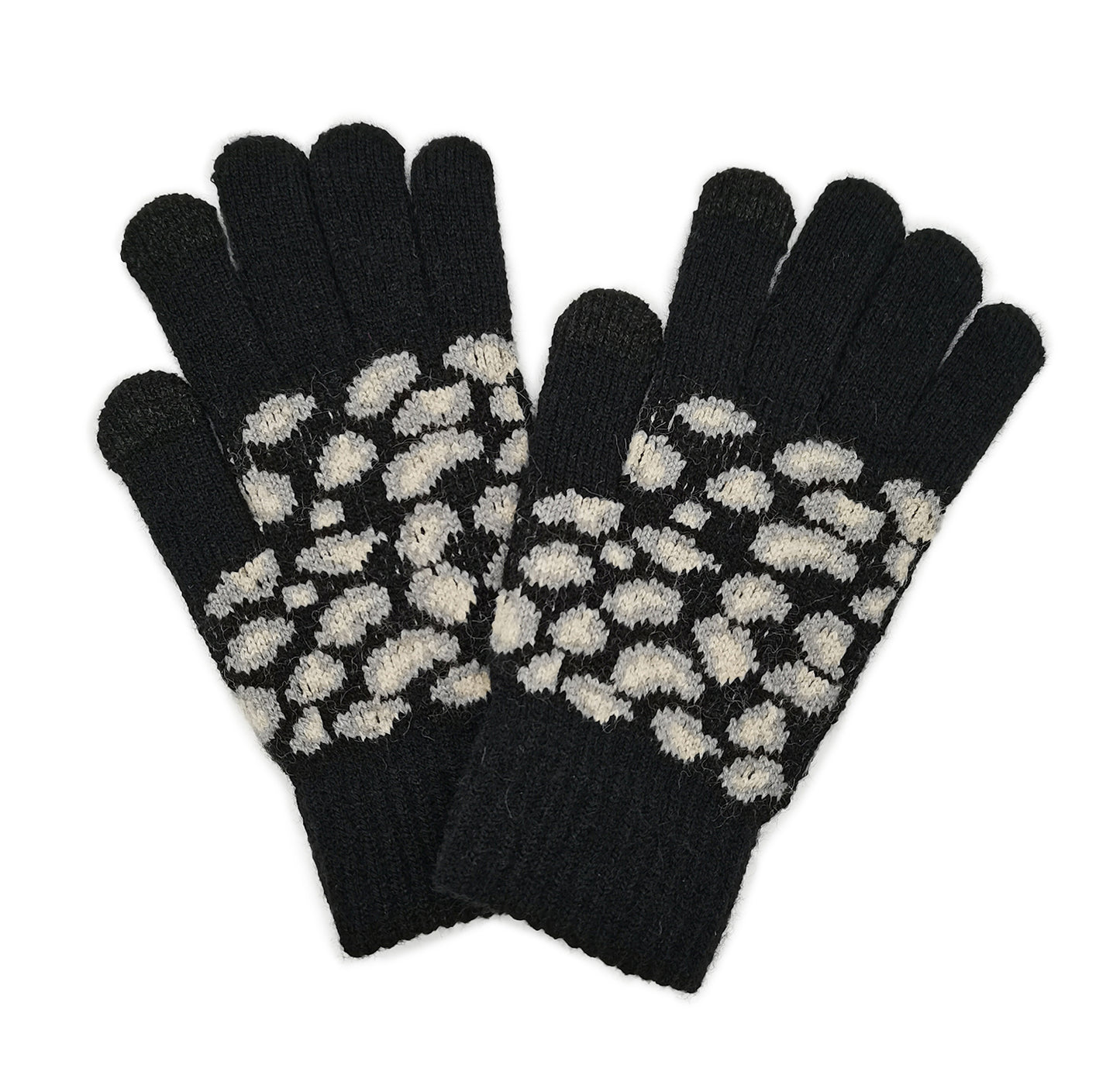 Leopard Knit Touch Gloves