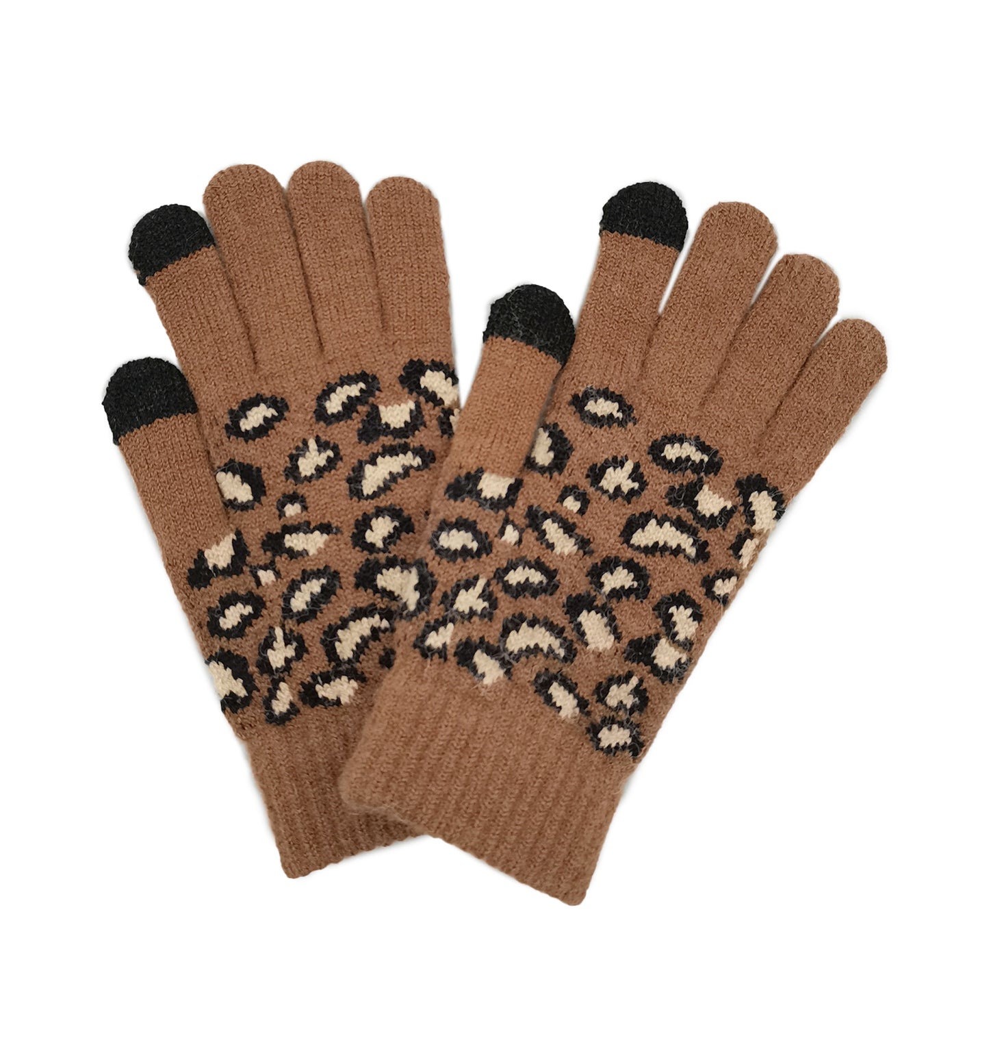 Leopard Knit Touch Gloves