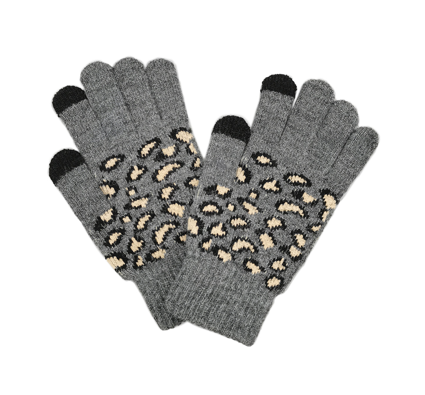 Leopard Knit Touch Gloves