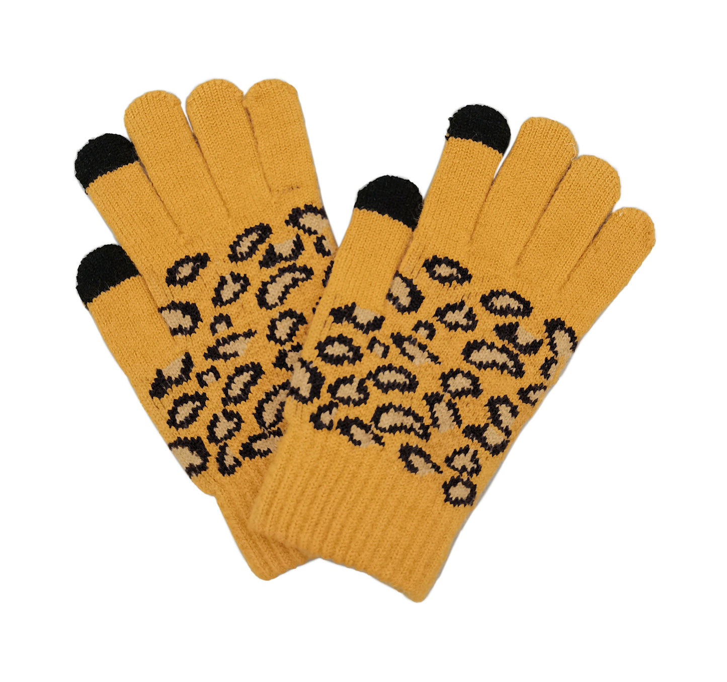 Leopard Knit Touch Gloves