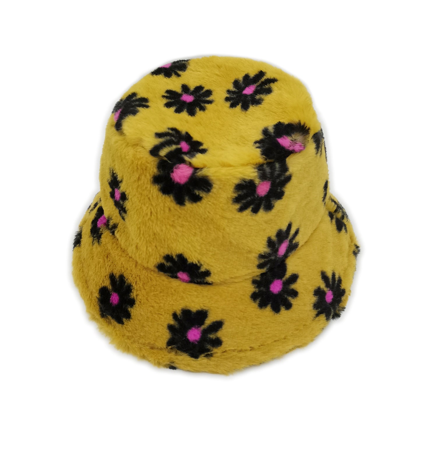 Floral Faux Fur Bucket Hat
