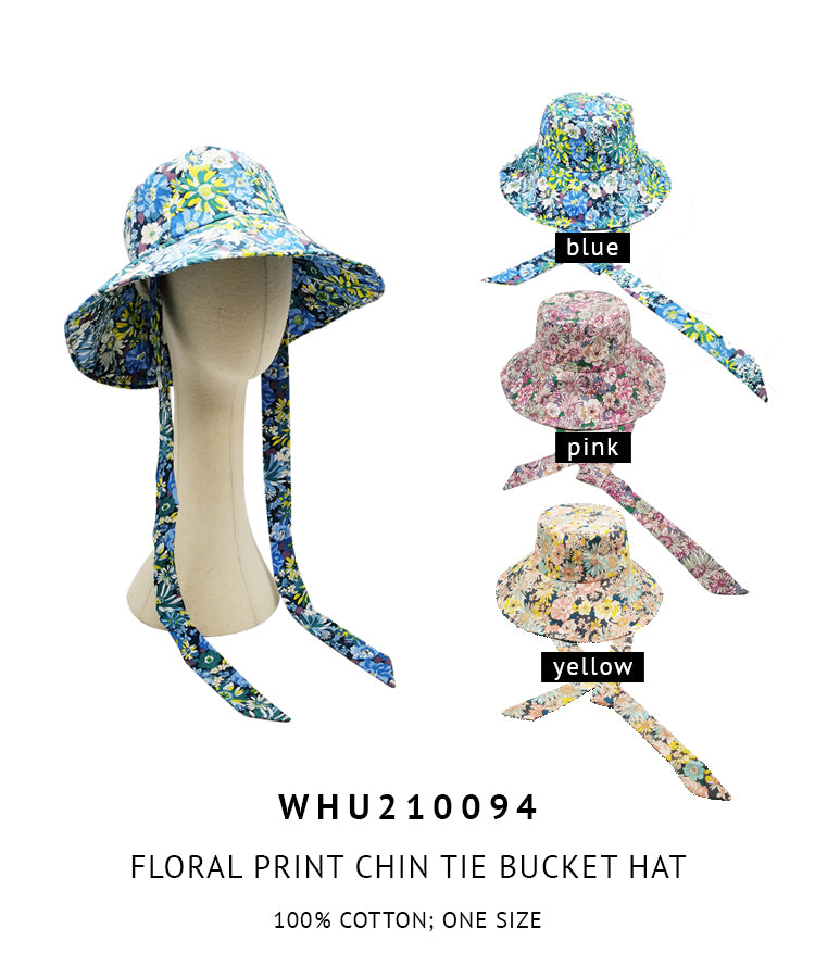 Floral Print Chin Tie Bucket Hat