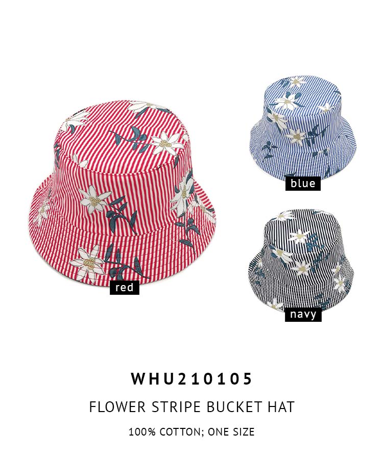 Flower Stripe Bucket Hat