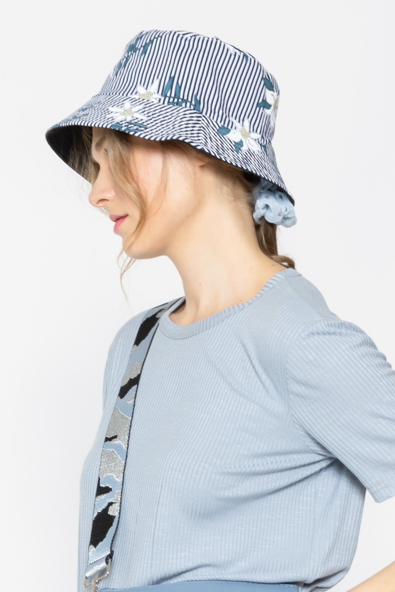 Flower Stripe Bucket Hat