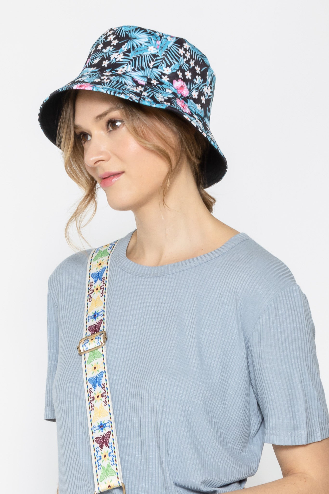 Reversible Floral Print Bucket Hat