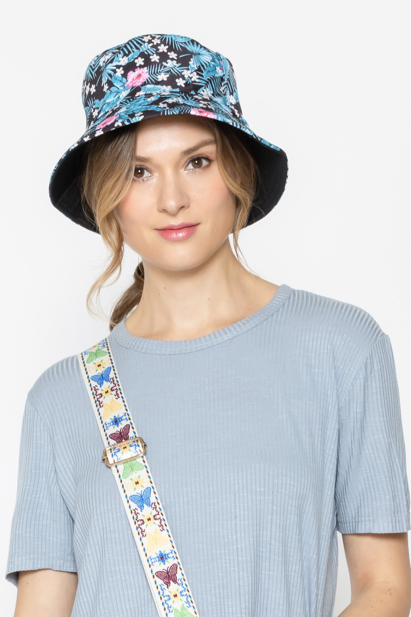 Reversible Floral Print Bucket Hat