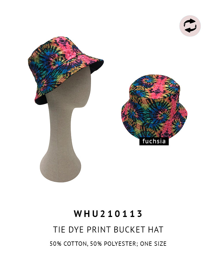 Reversible Tie Dye Print Bucket Hat