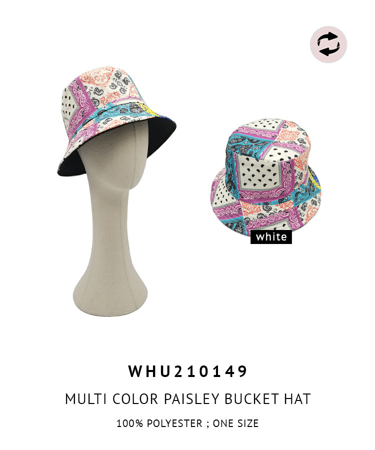 Reversible Multi Color Paisley Bucket Hat