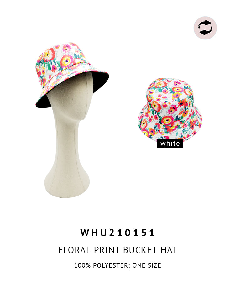 Reversible Floral Print Bucket Hat