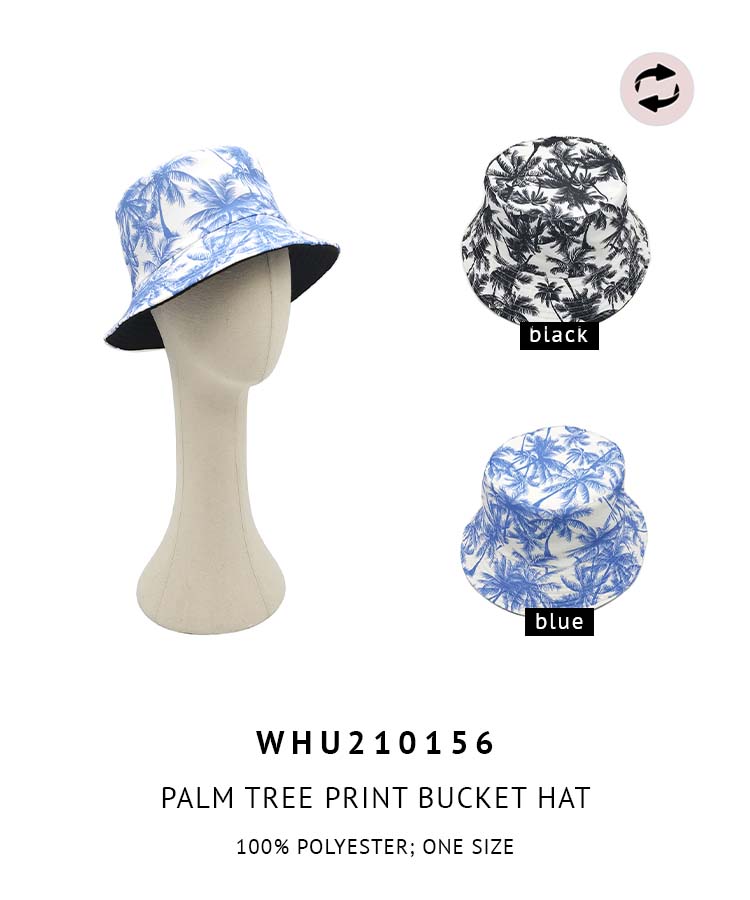 Reversible Palm Tree Print Bucket Hat