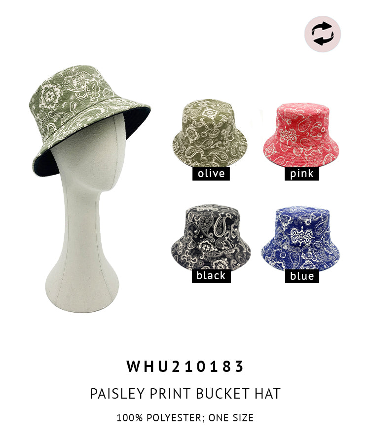 Reversible Paisley Print Bucket Hat