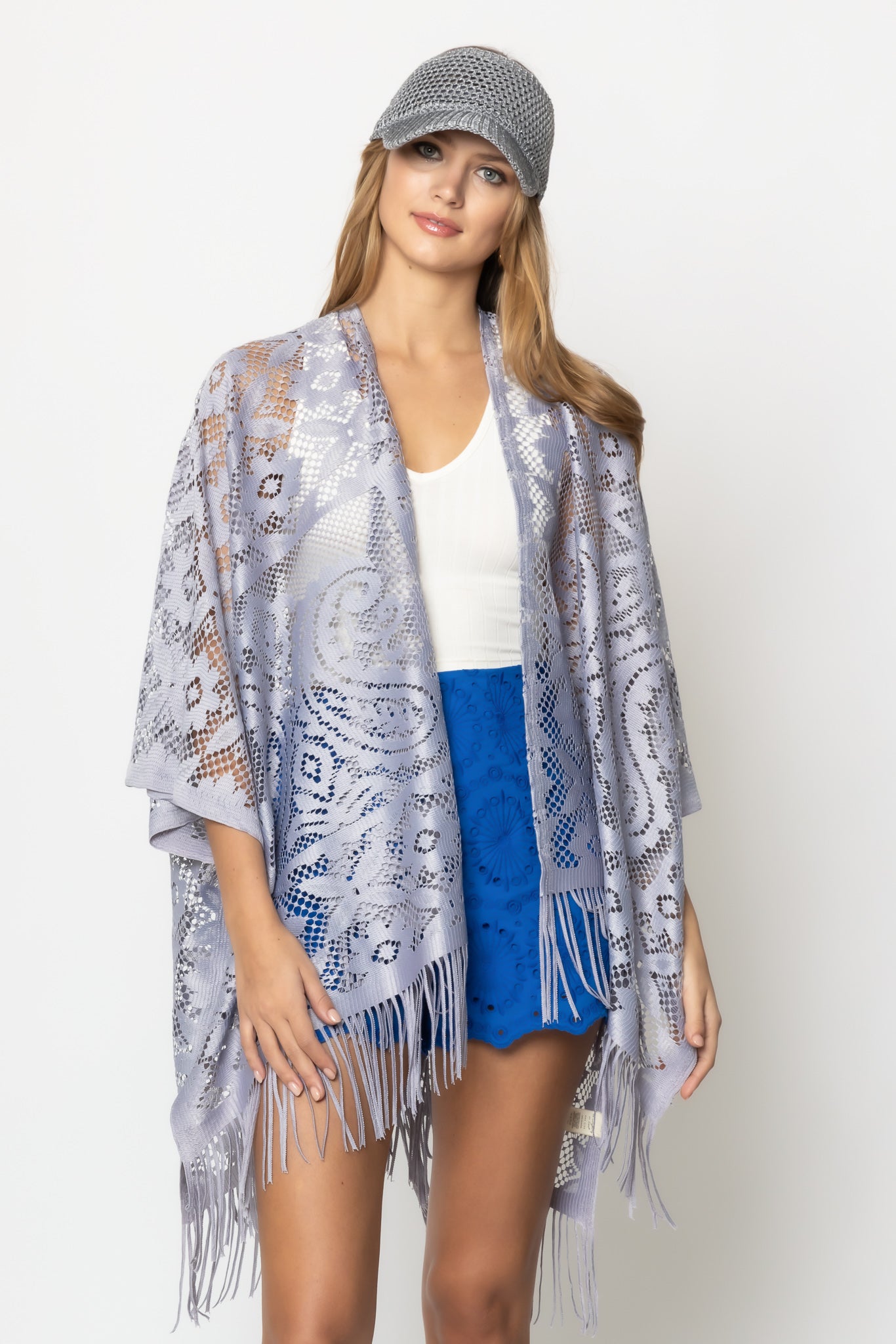 Floral Lace Kimono With Fringe