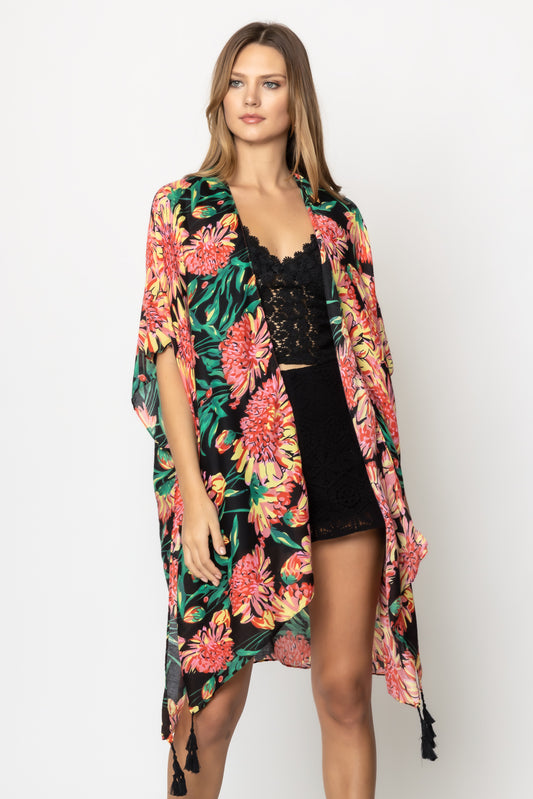 Floral Print Kimono