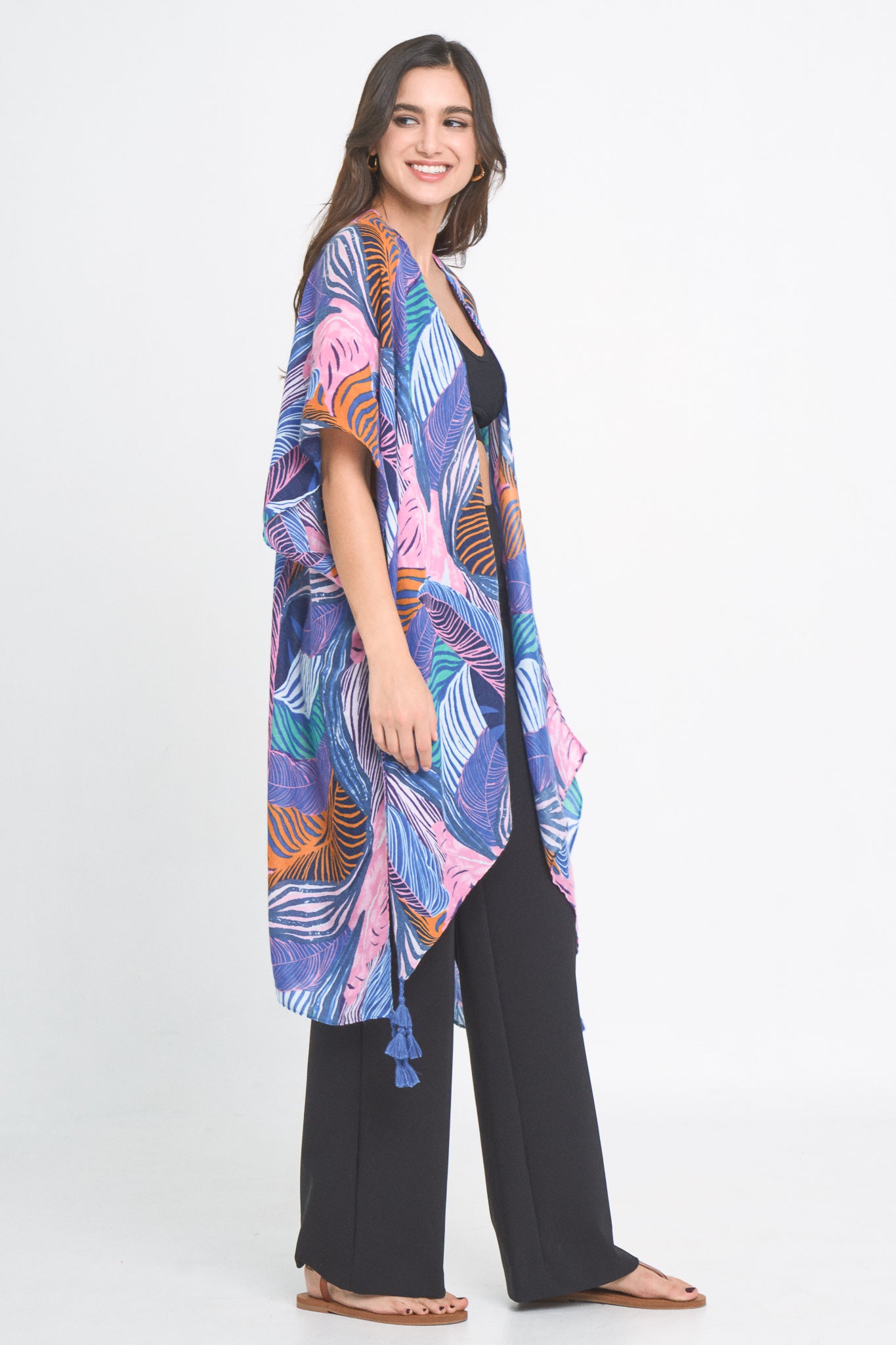 Palm Leaf Print Kimono