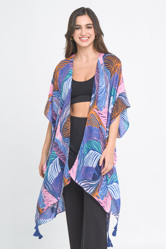 Palm Leaf Print Kimono