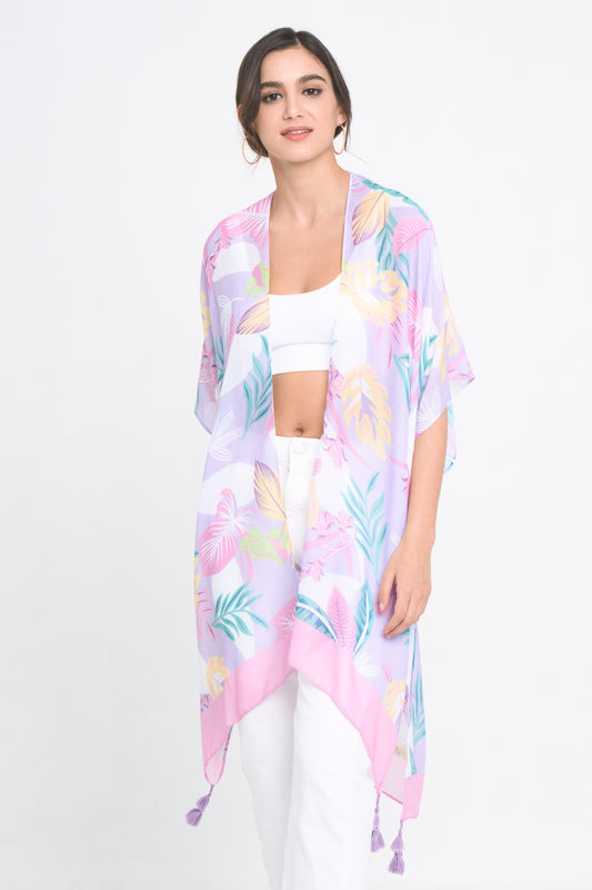 Palm Leaf Print Kimono