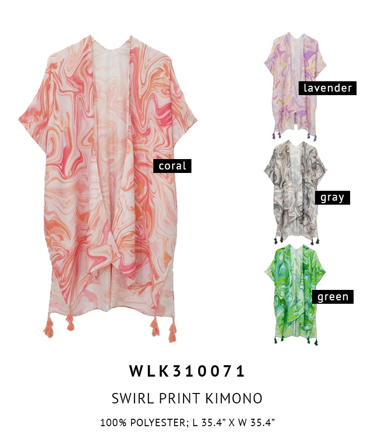 Swirl Print Kimono