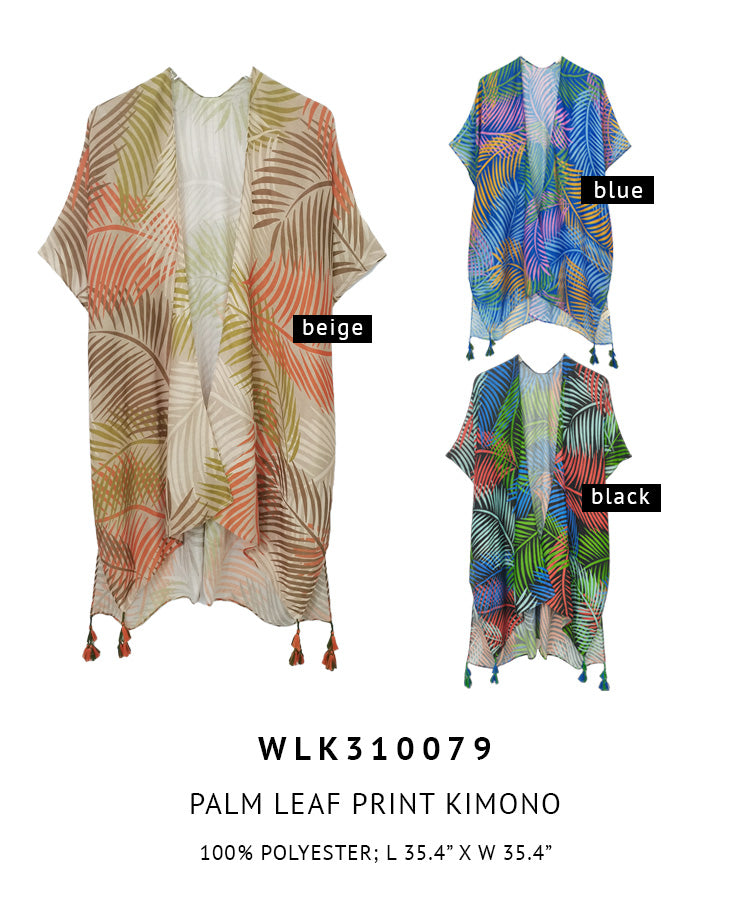 Palm Leaf Print Kimono