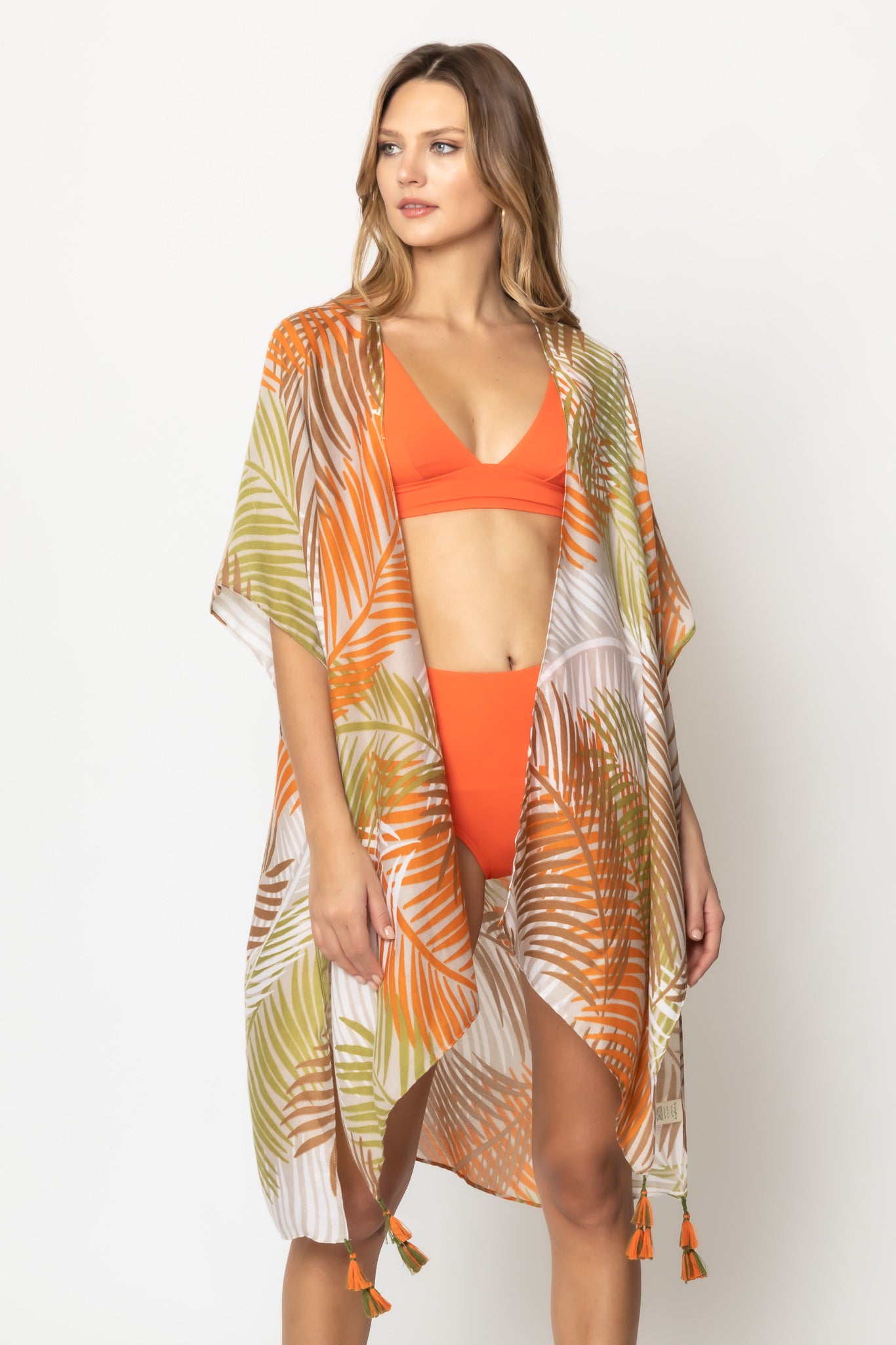 Palm Leaf Print Kimono