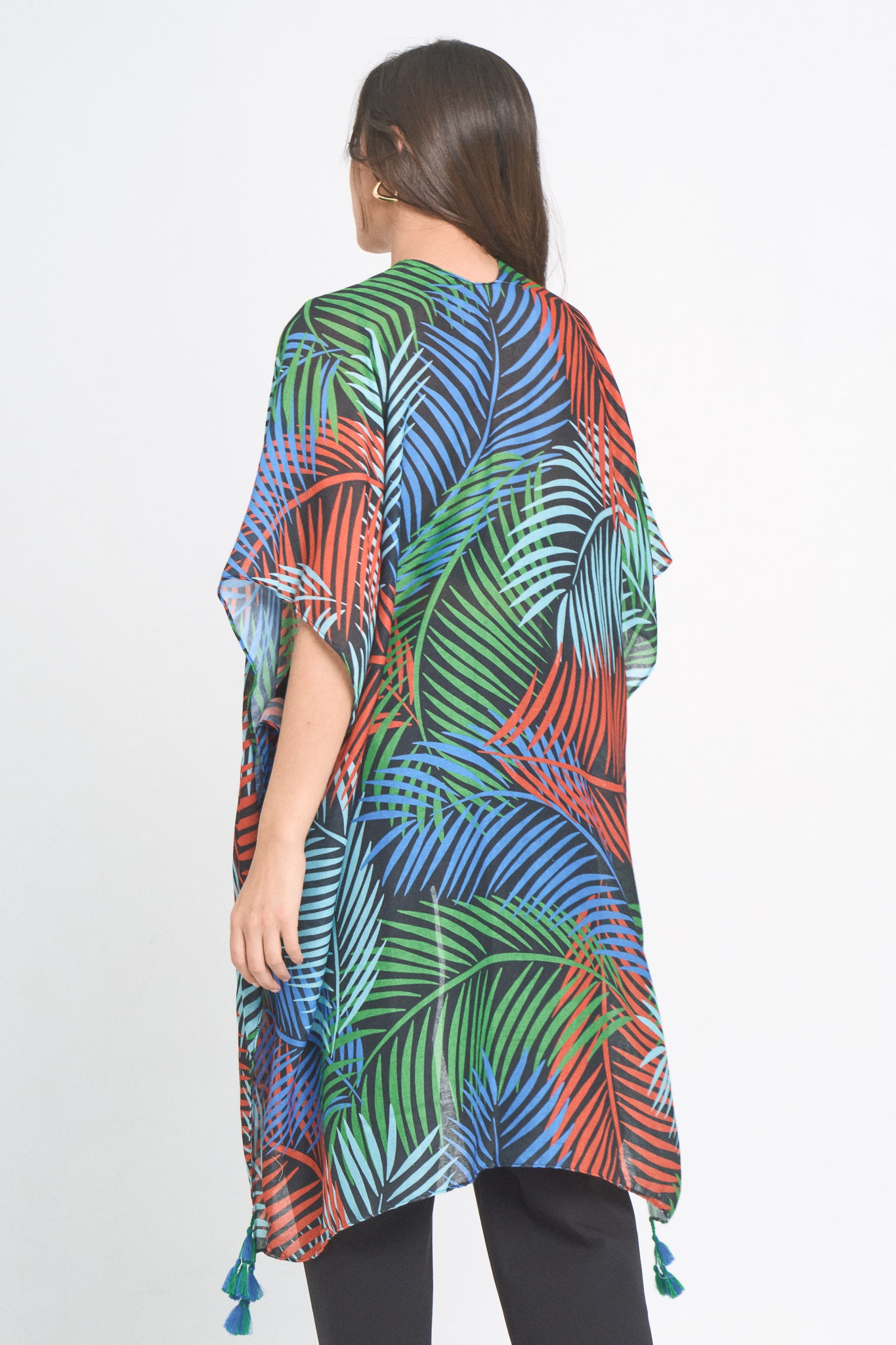 Palm Leaf Print Kimono