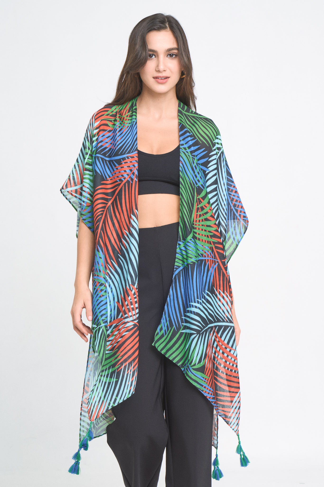 Palm Leaf Print Kimono