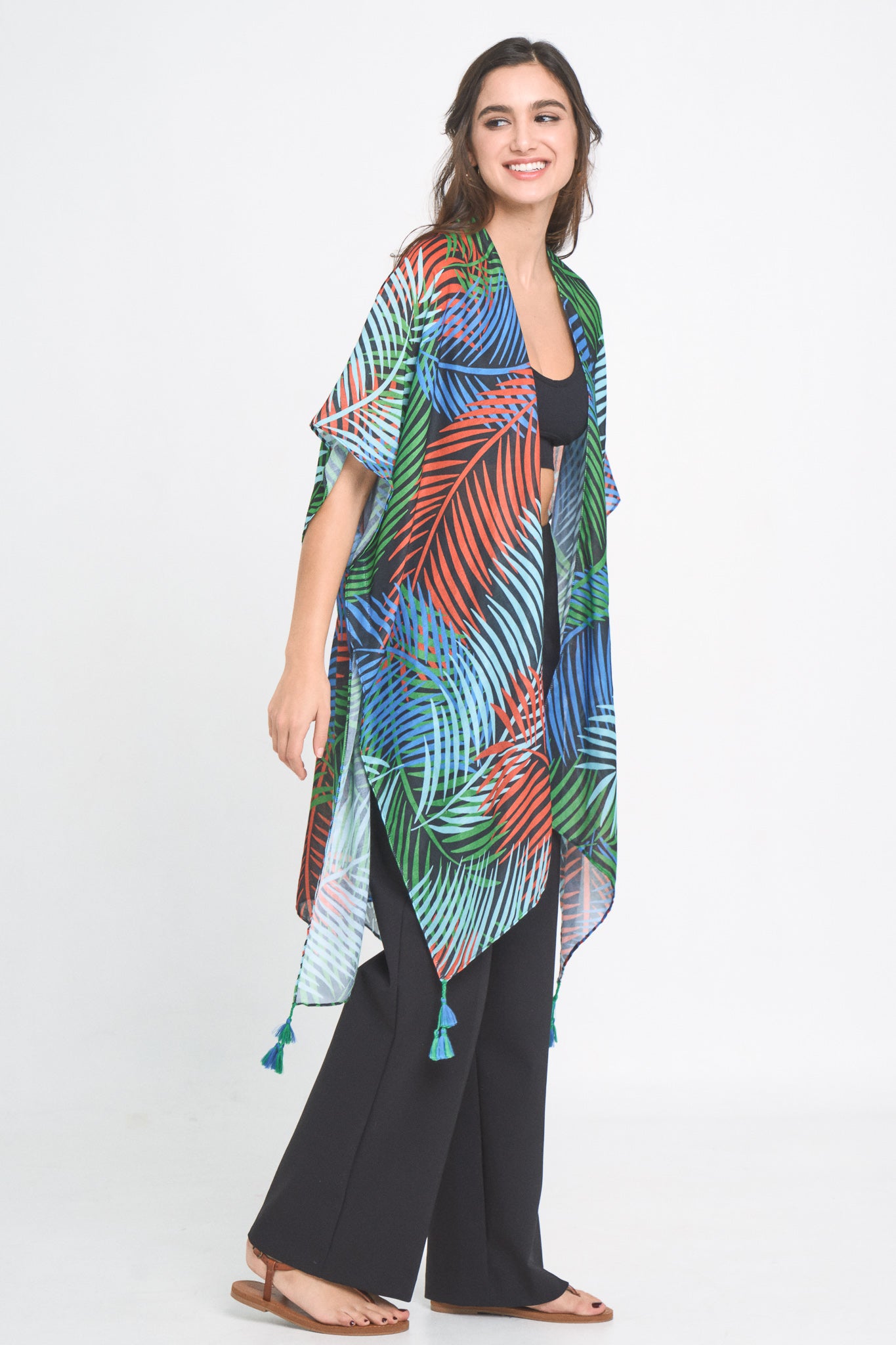 Palm Leaf Print Kimono