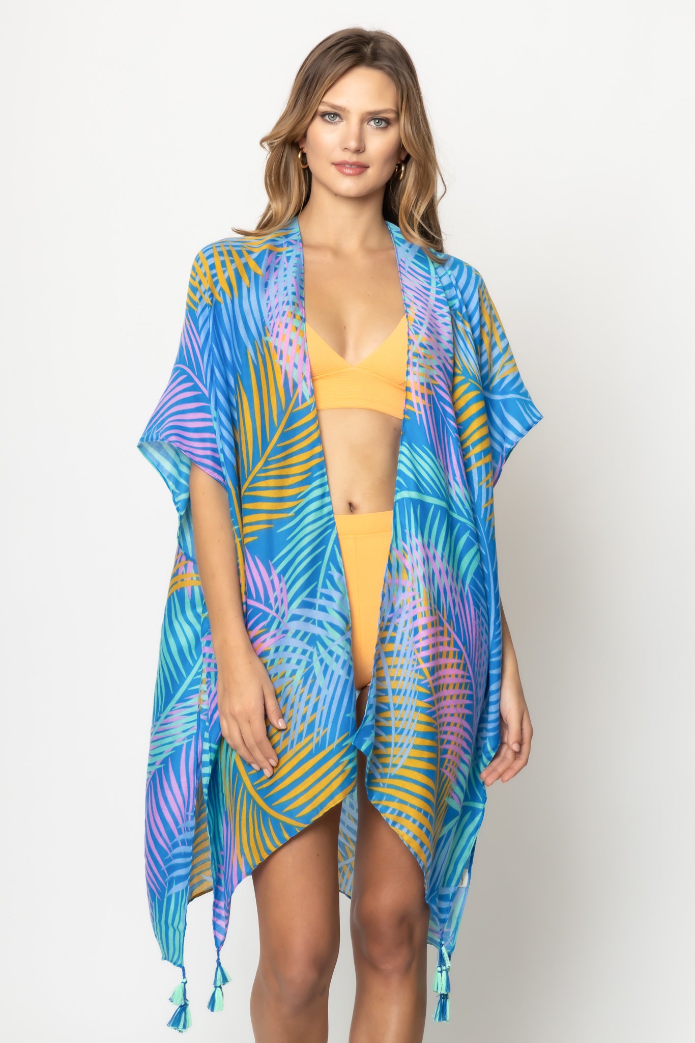 Palm Leaf Print Kimono