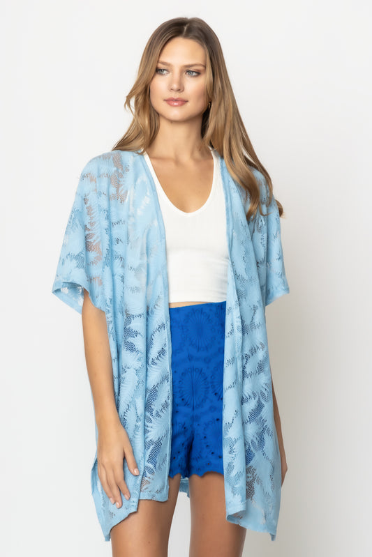 Leaf Pattern Lace Kimono