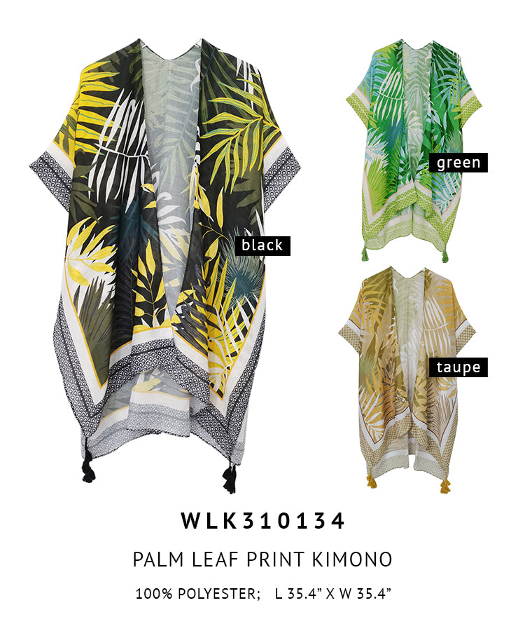 Palm Leaf Print Kimono