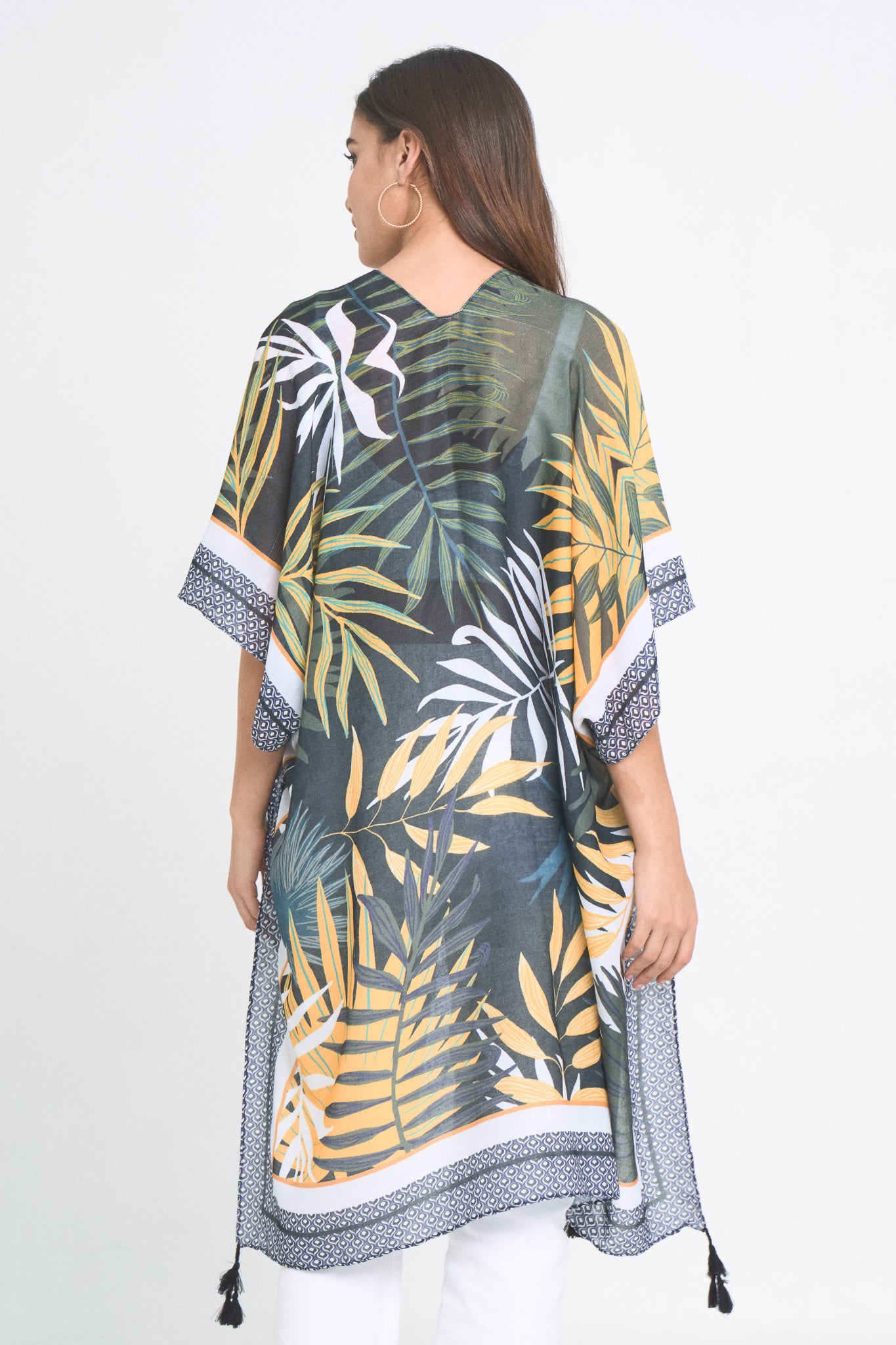 Palm Leaf Print Kimono