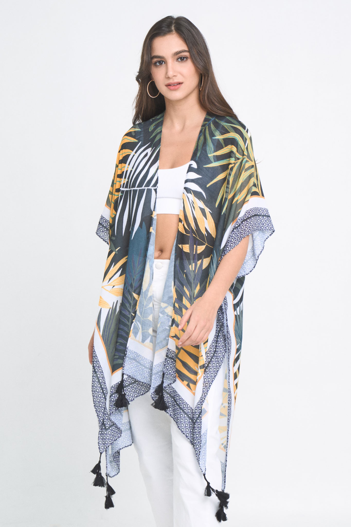 Palm Leaf Print Kimono