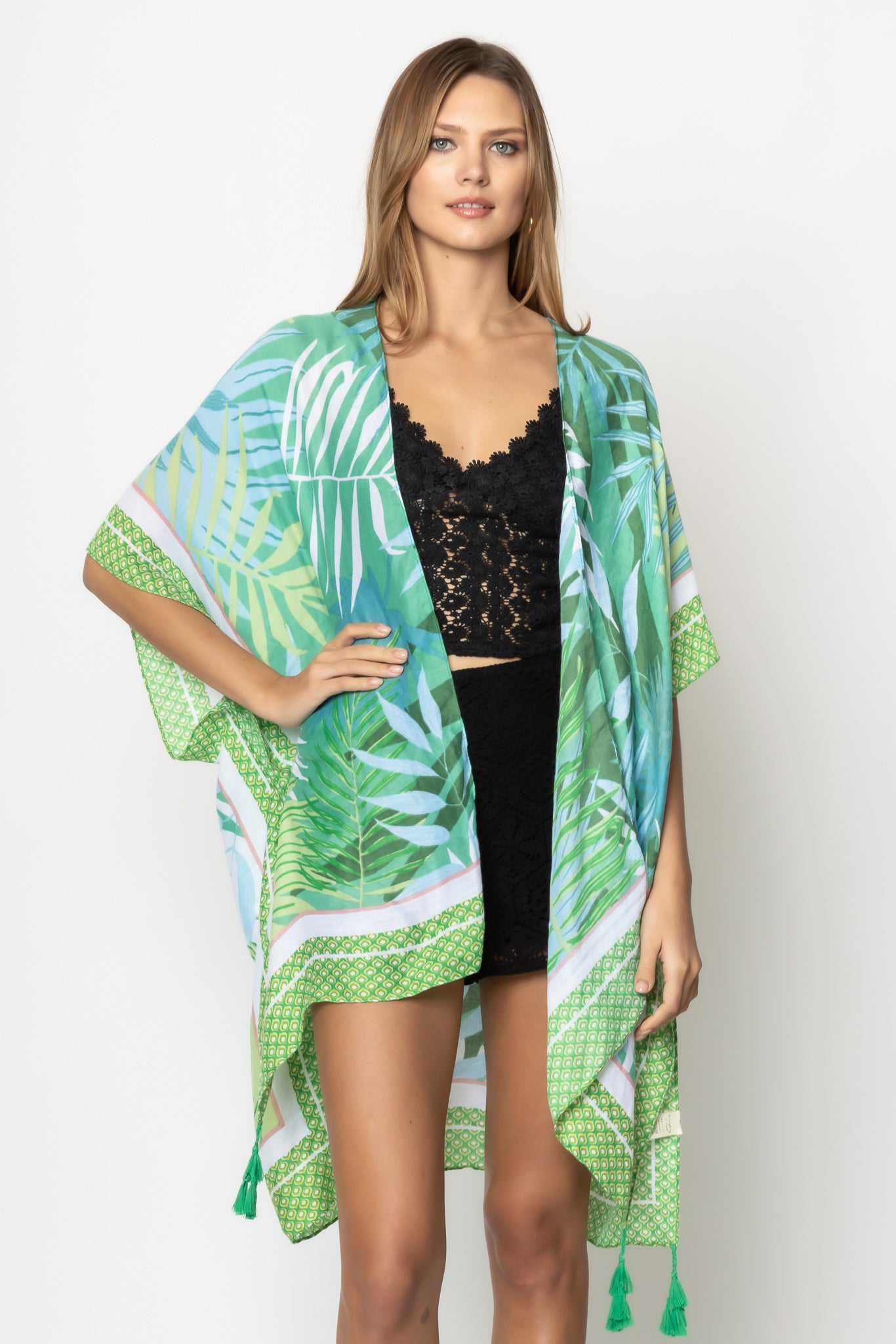 Palm Leaf Print Kimono