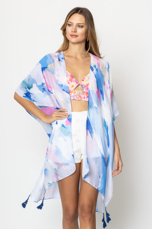 Paint Brush Print Kimono