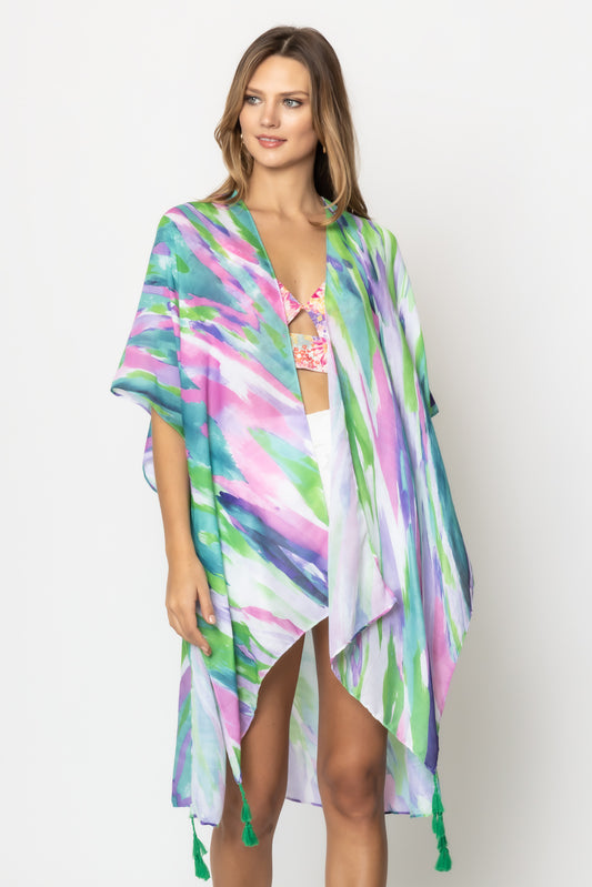 Watercolor Print Kimono