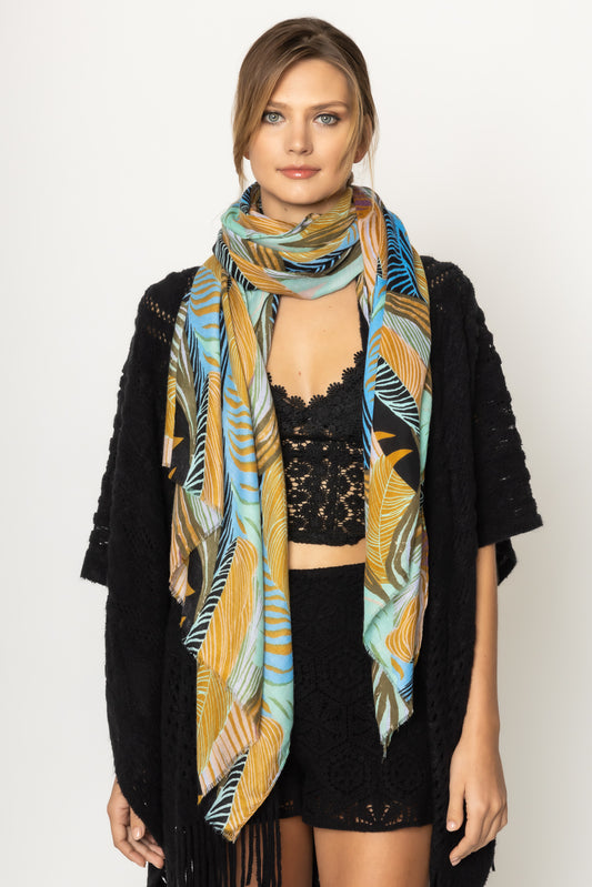 Palm Leaf Print Scarf