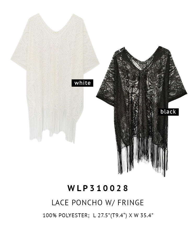 Lace Poncho With Fringe