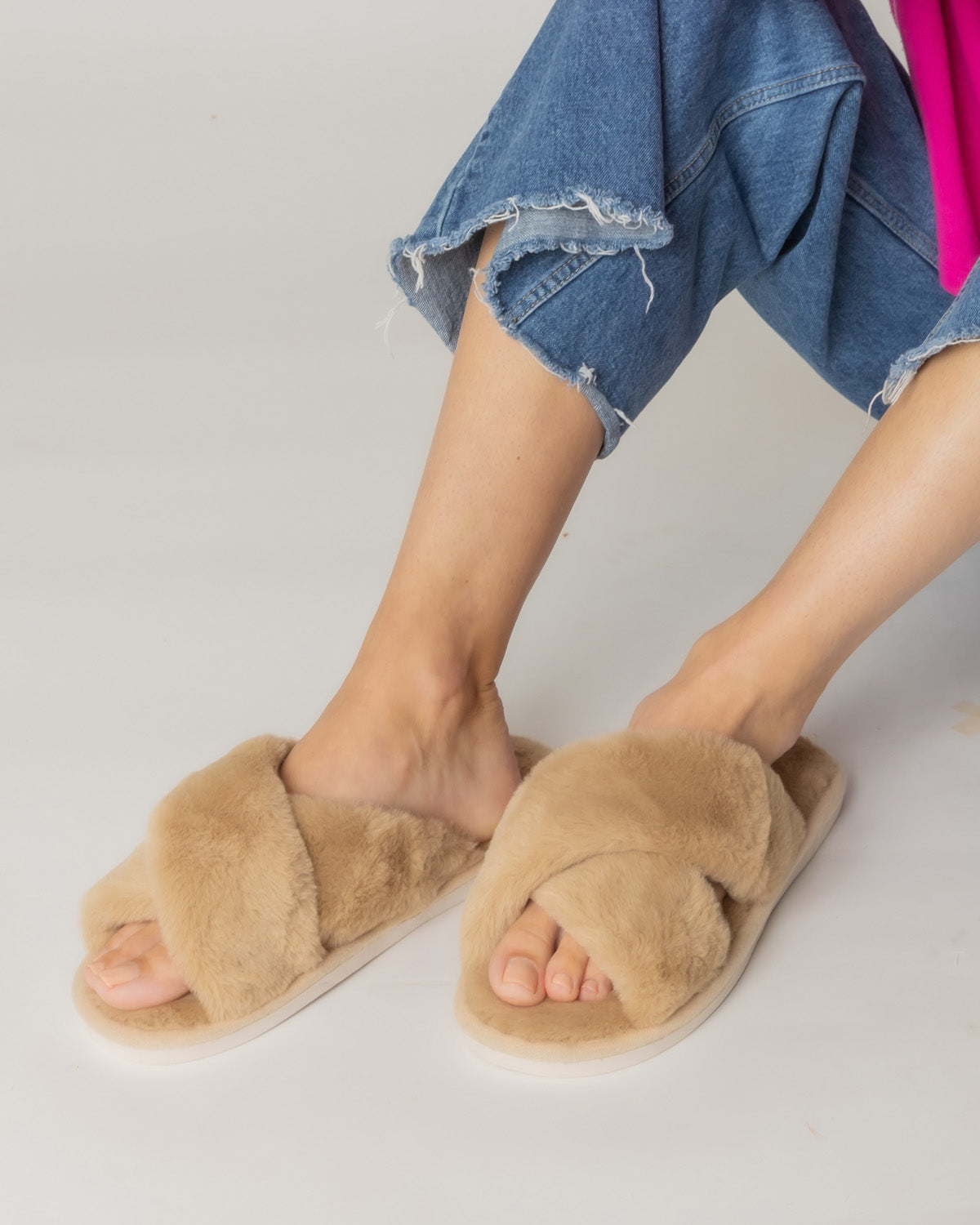 Cross Faux Fur Slippers (mix pack)