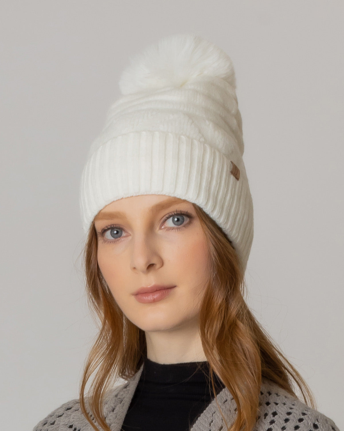 Furry Beanie With Pom