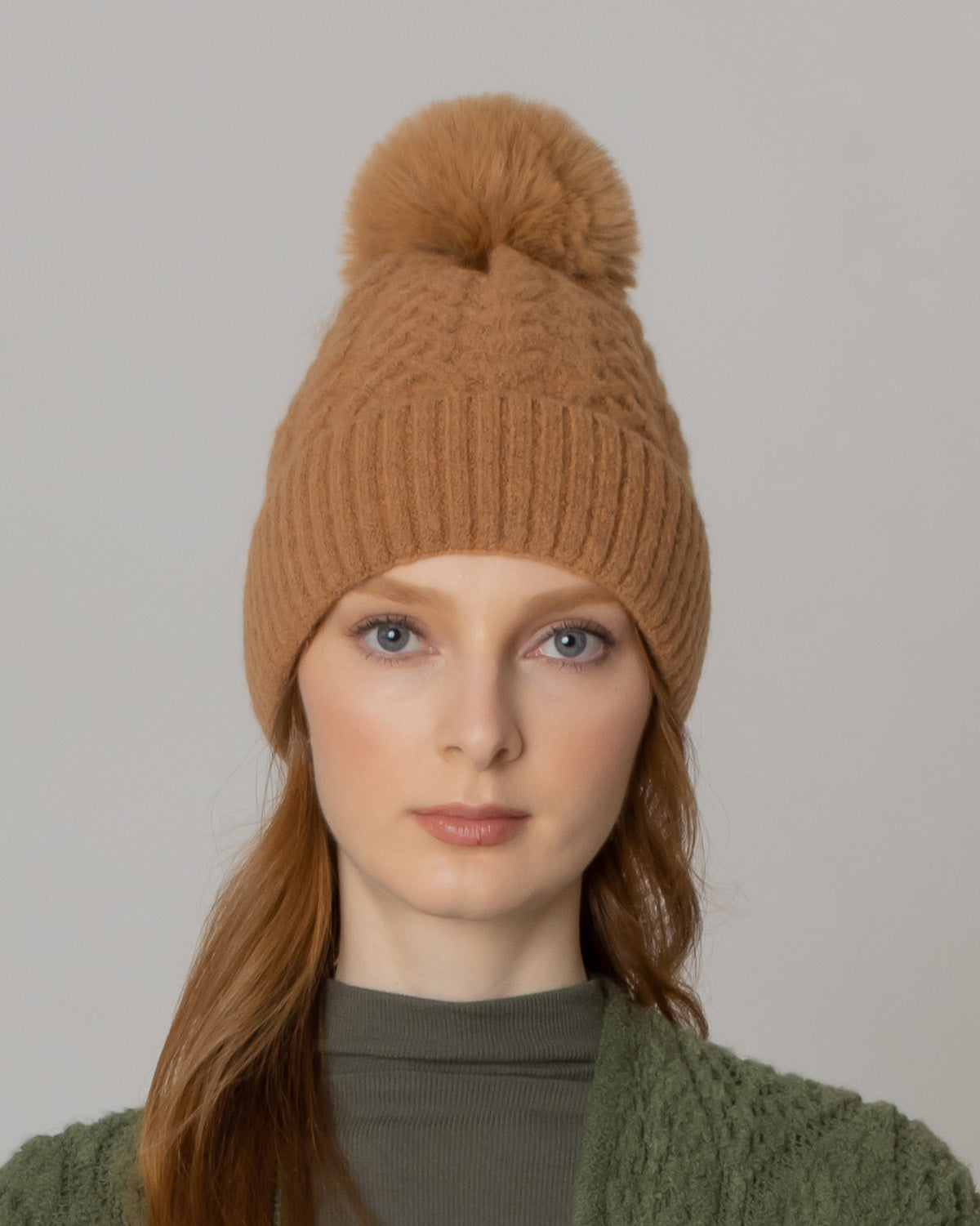 Knitted Pom Beanie with Fleece Lining