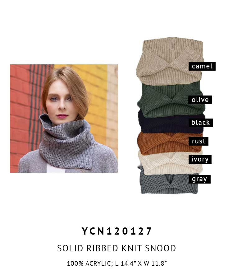 Solid Ribbed Knit Snood