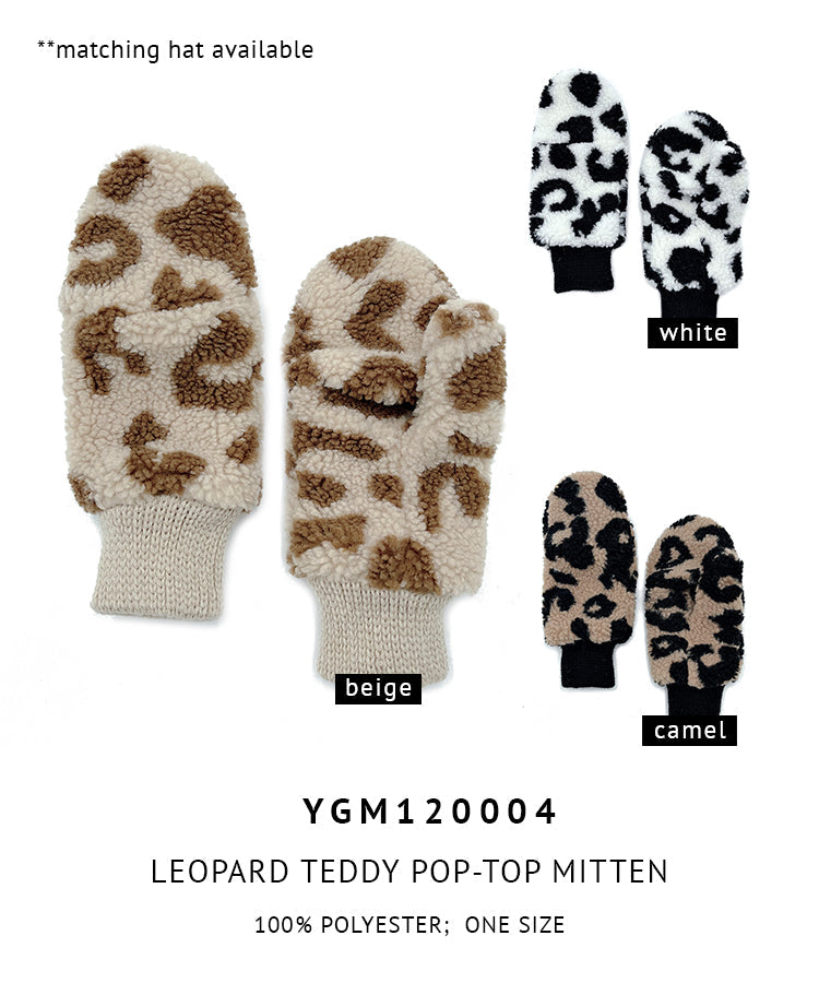 Shop for KW Fashion Leopard Teddy Pop-Top Mittens at doeverythinginloveny.com wholesale fashion accessories